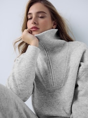 Gris - Quarter Zip Cosy Knit Jumper - Image 5 de 8