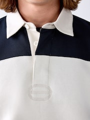 Navy/Blue/ Ecru Stripe Rugby Polo Sweatshirt - Image 5 of 8
