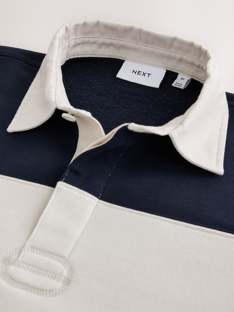 Navy/Blue/ Ecru Stripe Rugby Polo Sweatshirt - Image 8 of 8 Navy/Blue/ Ecru Stripe Rugby Polo Sweatshirt - Image 8 of 8