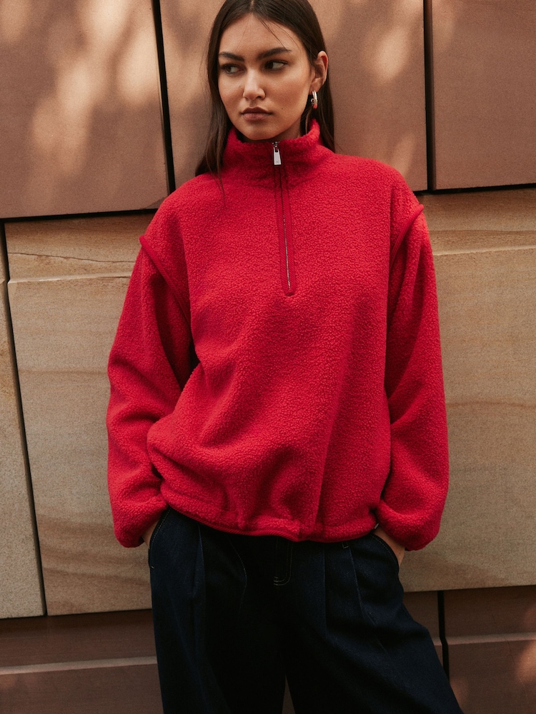 レッド - Quarter Zip Borg Jacket - 画像 1 / 10