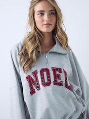 Pelēks - Noel Christmas Quarter Zip Sweatshirt - Attēls 4 no 5
