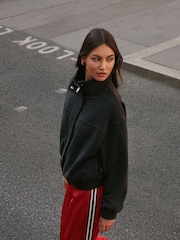Charcoal Grey Funnel Neck Washed Bomber Jacket - Image 3 of 9