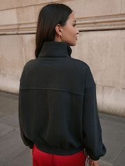 Charcoal Grey Funnel Neck Washed Bomber Jacket - Image 4 of 9