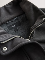 Charcoal Grey Funnel Neck Washed Bomber Jacket - Image 9 of 9