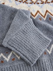 Navy Fairisle Cosy Boucle Funnel Neck Jumper - Image 2 of 3