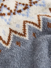 Navy Fairisle Cosy Boucle Funnel Neck Jumper - Image 3 of 3