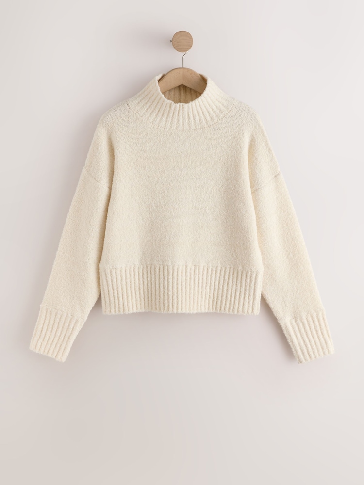 Ecru Cosy Boucle Funnel Neck Jumper - Image 1 of 3 Ecru Cosy Boucle Funnel Neck Jumper - Image 1 of 3