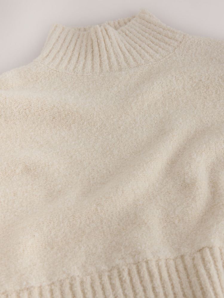 Ecru Cosy Boucle Funnel Neck Jumper - Image 3 of 3 Ecru Cosy Boucle Funnel Neck Jumper - Image 3 of 3