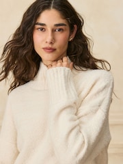 Ecru Cosy Boucle Funnel Neck Jumper - Image 4 of 7
