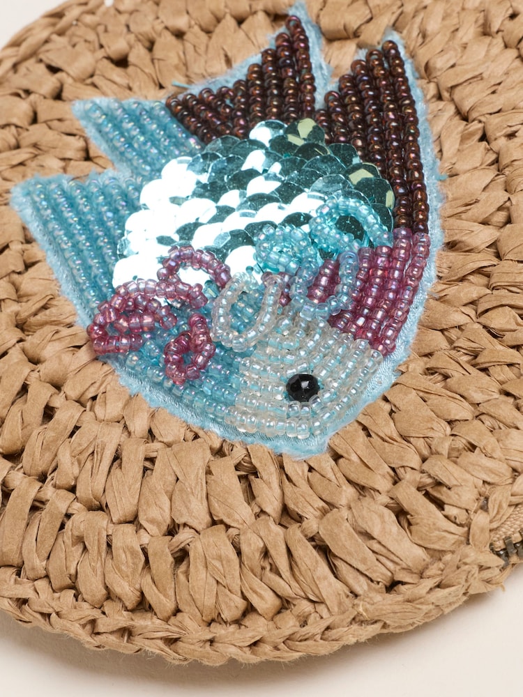 FatFace Fish Beaded Raffia Pouch - Obraz 2 z 3 FatFace Fish Beaded Raffia Pouch - Obraz 2 z 3