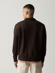 Chocolate Brown Regular Fit Zip Neck Polo Sweatshirt - Image 3 of 4
