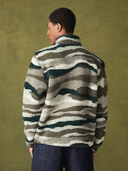 Khaki Camo Printed Borg Quarter Zip Fleece - Image 3 of 5