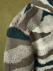 Khaki Camo Printed Borg Quarter Zip Fleece - Image 5 of 5