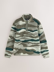 Khaki Camo Printed Borg Quarter Zip Fleece - Image 6 of 8