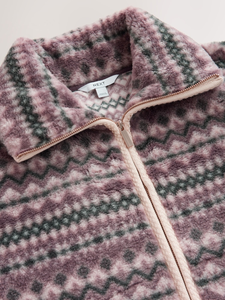 Gri/Roz/Alb - Fairisle Borg Jacket - Imaginea 2 din 3