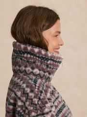 Grey/Pink/White Sheepy Borg Zip Through Jacket - Image 4 of 8