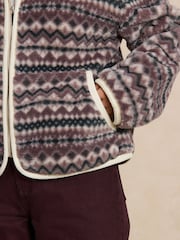 Grey/Pink/White Sheepy Borg Zip Through Jacket - Image 5 of 8