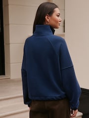 Bleu marine - Christmas Graphic Quarter Zip Sweatshirt - Image 4 de 5