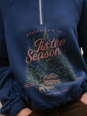 Bleu marine - Christmas Graphic Quarter Zip Sweatshirt - Image 5 de 5
