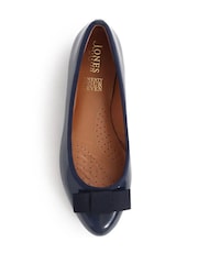 Jones Bootmaker Navy Soleil Wide Leather Ballet Pumps - Image 4 of 5