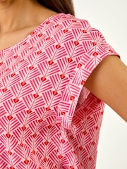 Roman Pink Geometric Print Shell Top - Image 5 of 5