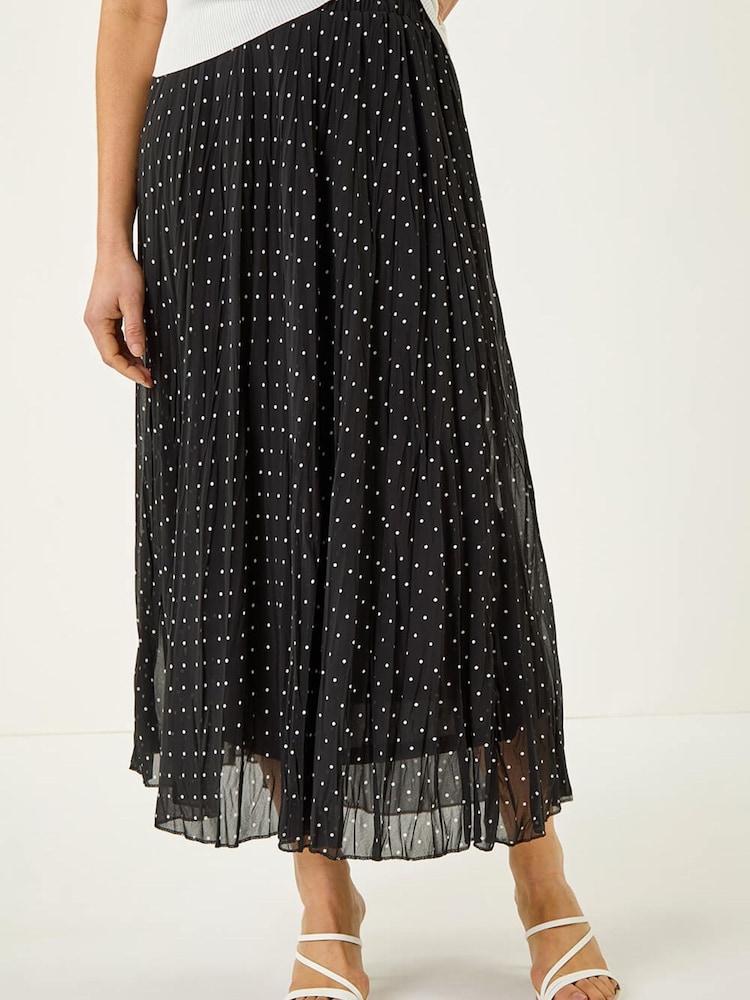 Roman Black Polka Dot Maxi Skirt - Image 1 of 5