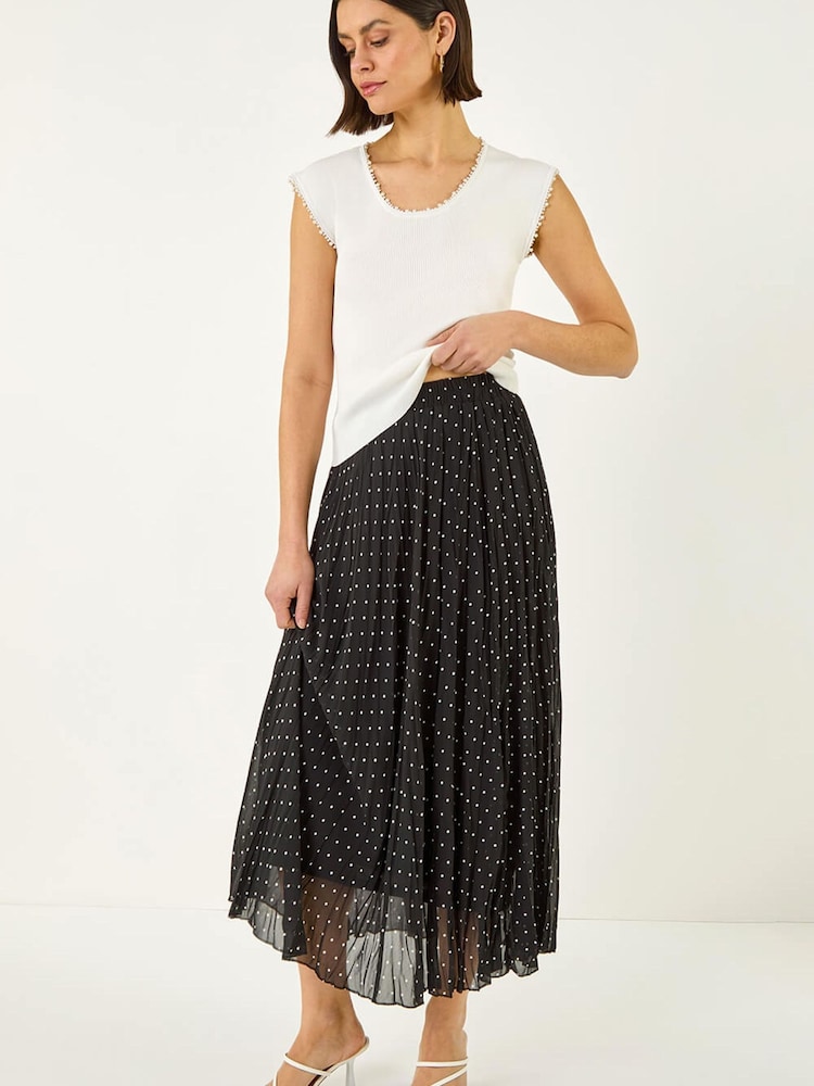 Roman Black Polka Dot Maxi Skirt - Image 2 of 5