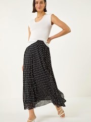 Roman Black Polka Dot Maxi Skirt - Image 4 of 5