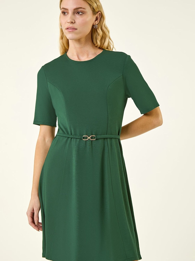 Womens Roman Green Belted Fit & Flare Dress US 10 Womens Roman Green Belted Fit & Flare Dress US 10