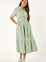 فستان طبقات متوسط الطول بتفصيل أزرار من Roman - Image 4 of 5