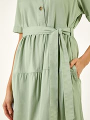 فستان طبقات متوسط الطول بتفصيل أزرار من Roman - Image 5 of 5