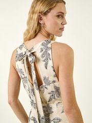Roman White Floral Jacquard Halter Dress - Image 4 of 5
