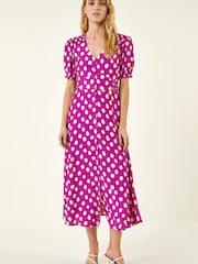 Roman Spot Print Button Midi Dress - Image 2 of 5