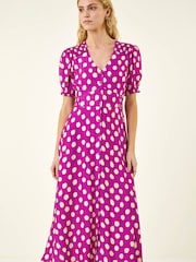 Roman Spot Print Button Midi Dress - Image 4 of 5