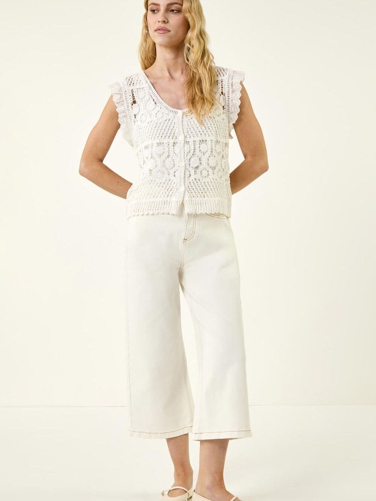 Roman Crochet Buttoned Waistcoat - صورة 2 من 5