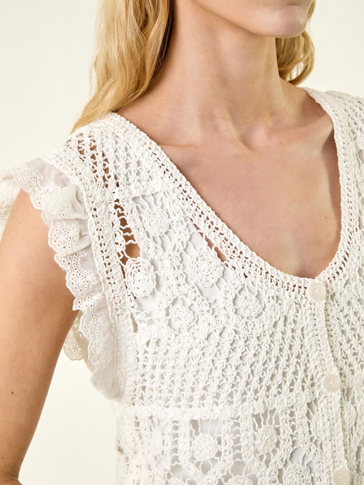 Roman Crochet Buttoned Waistcoat - صورة 5 من 5