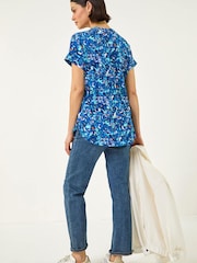 Roman Floral Print Pintuck Stretch Shirt - Afbeelding 4 van 5