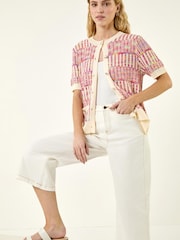 Roman Pink Spacedye Button Knitted Cardigan - Image 1 of 5