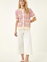 Roman Pink Spacedye Button Knitted Cardigan - Image 2 of 5