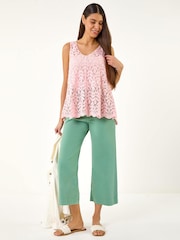 Roman Pink Crochet Knit Vest Top - Image 3 of 6