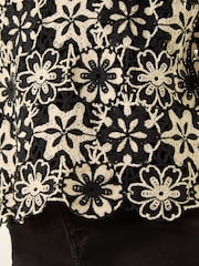 Roman Black Floral Crochet Knit Top - Image 5 of 5