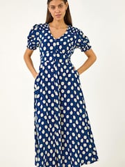 Φόρεμα Midi με κουμπιά και Roman Τύπωμα - Εικόνα 2 από 4