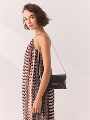 Chocolate Brown Gloss Clutch Bag - Image 2 of 3