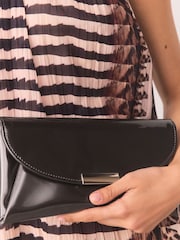 Chocolate Brown Gloss Clutch Bag - Image 3 of 3