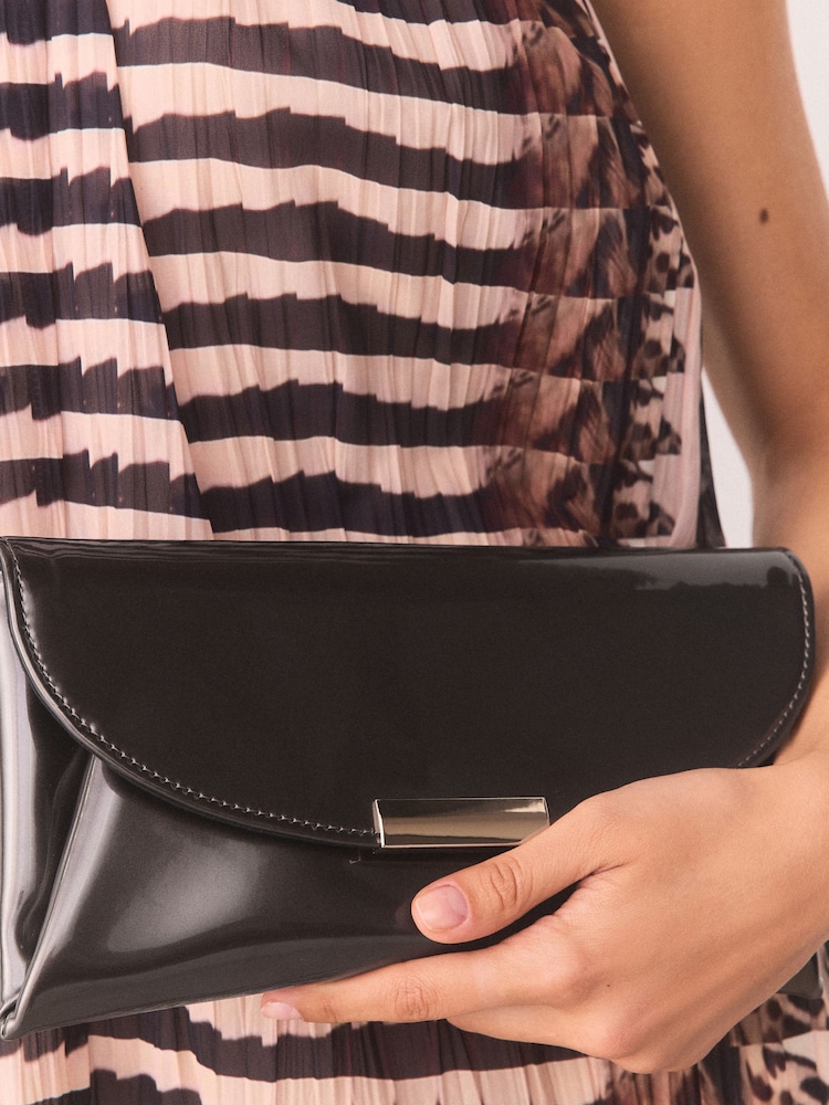 Chocolate Brown Gloss Clutch Bag - Image 3 of 3 Chocolate Brown Gloss Clutch Bag - Image 3 of 3