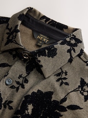 Black/Gold Floral Texture Jersey Short Sleeve Shirt - Image 7 of 9