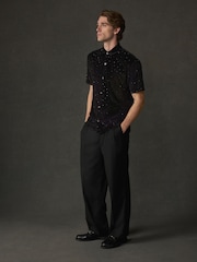Black Velvet Jersey Short Sleeve Shirt - Image 2 of 8