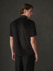 Black Velvet Jersey Short Sleeve Shirt - Image 3 of 8