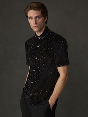 Black Velvet Jersey Short Sleeve Shirt - Image 4 of 8