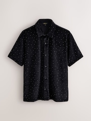Black Velvet Jersey Short Sleeve Shirt - Image 6 of 8